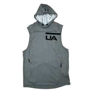 Under Armour Hooded Vest Zip Up Fitted Cold Gear Men's Size Medium Gray